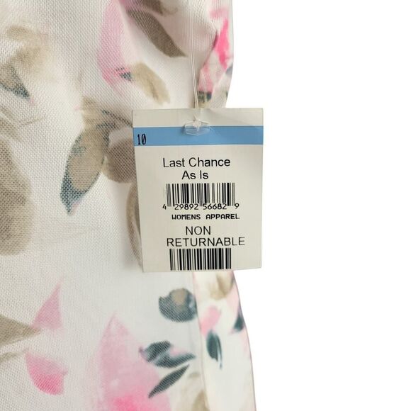 NEW Vince Camuto Large Mesh Mock Neck Sleeveless Blouse Pink White Petal Print - Picture 10 of 10